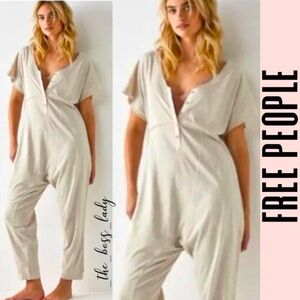 Free People jumpsuit Medium one-piece henley romper harem onesie